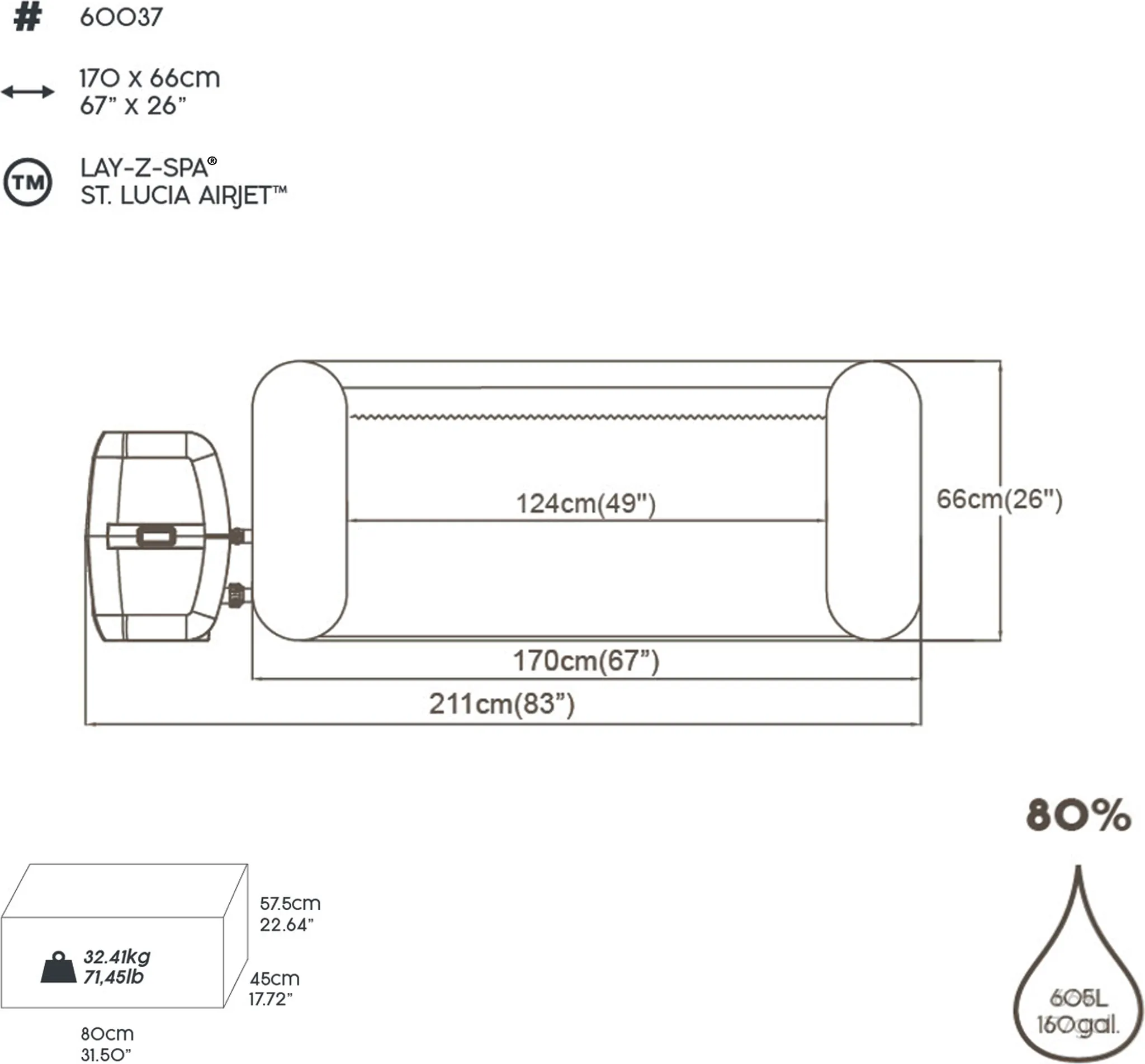 Bestway® LAY-Z-SPA® Whirlpool St. Lucia AirJet™ 170 x 66 cm, rund – Image 5