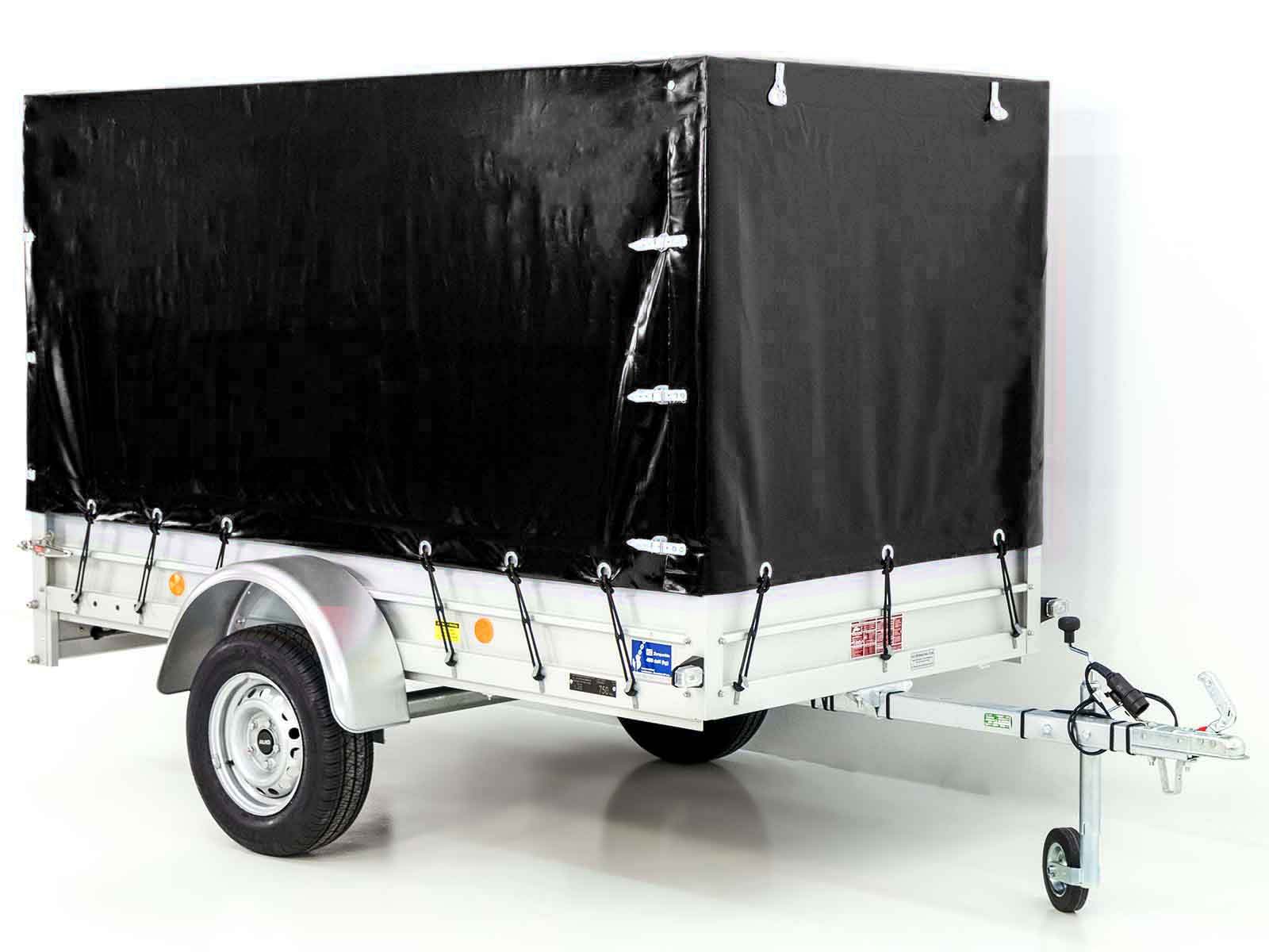 Anhänger mit Plane 125x250cm 750kg | Typ U4 | Hochplane 140 cm Profi | Schwarz-Neu