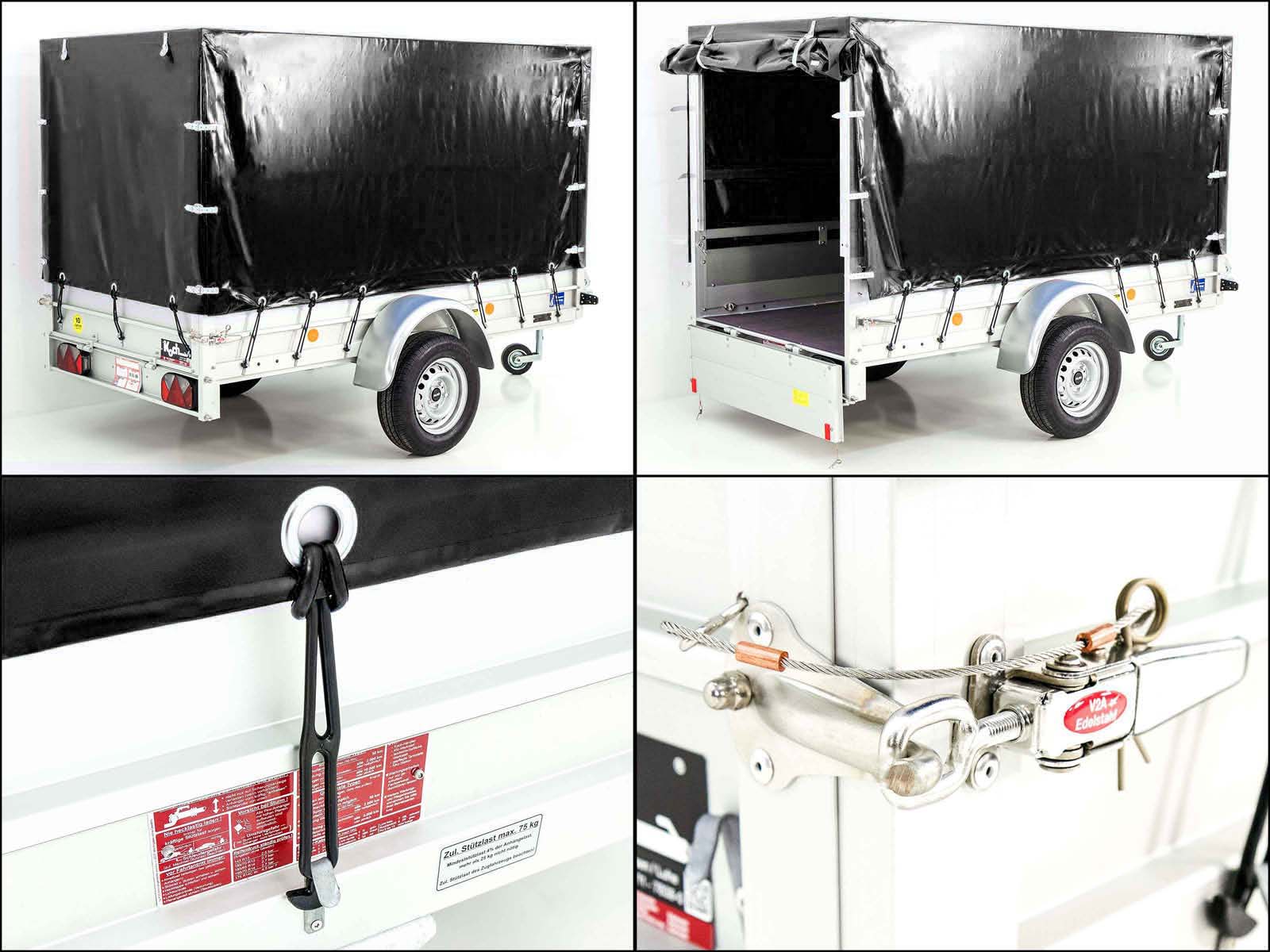 Anhänger mit Plane 125x250cm 750kg | Typ U4 | Hochplane 140 cm Profi | Schwarz-Neu – Image 4