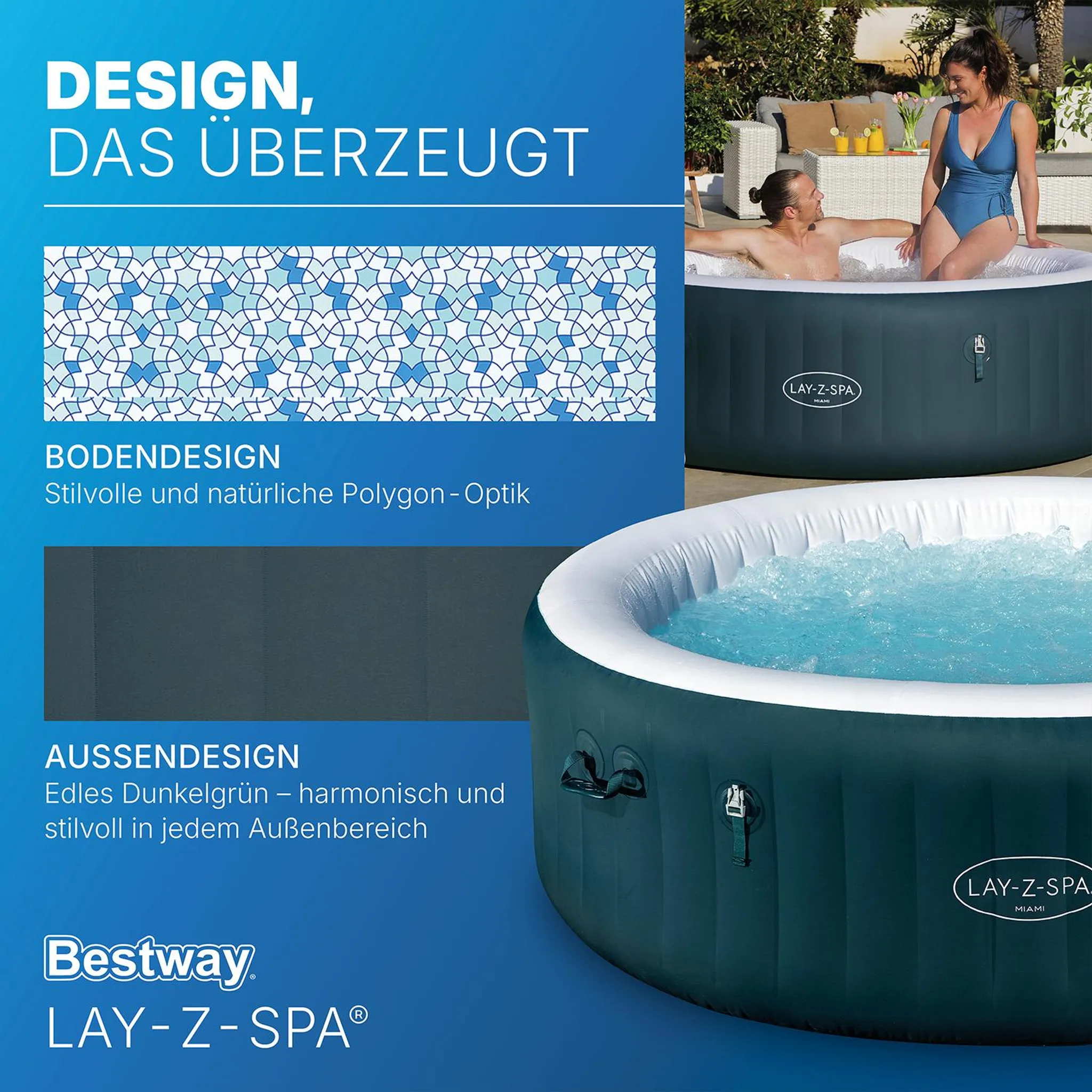 Bestway® LAY-Z-SPA® Energiespar-Whirlpool Miami AirJet™ für 6 Personen Ø 196 x 66 cm, Dunkelgrün – Image 10