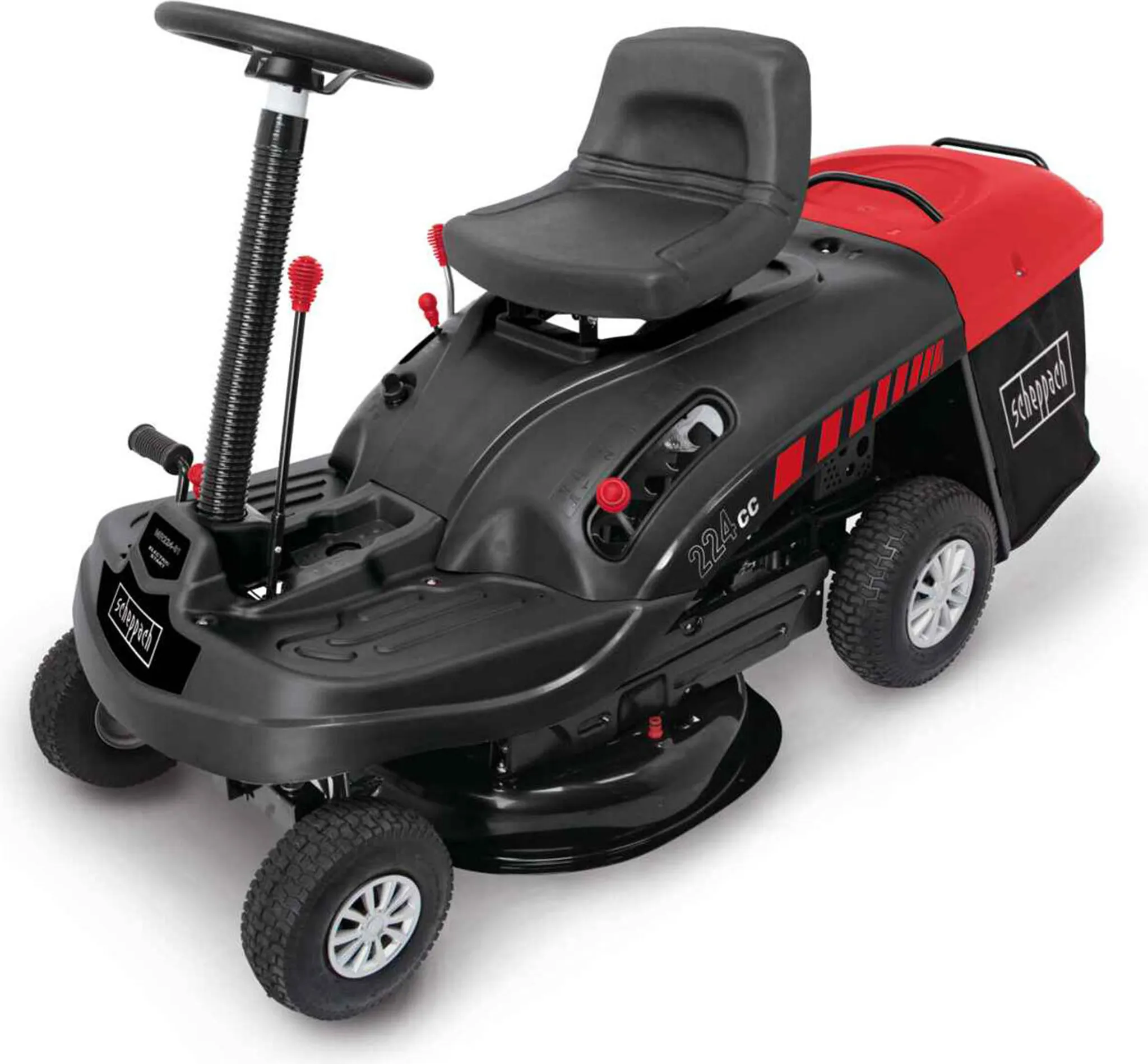 Scheppach Benzin Aufsitzmäher MR224-61 | 6,8PS | Schnittbreite 61cm | 5-Fach Höhenverstellung | E-Start | 150 L | 4X Vorwärts / 1xRückwärtsgang – Image 2