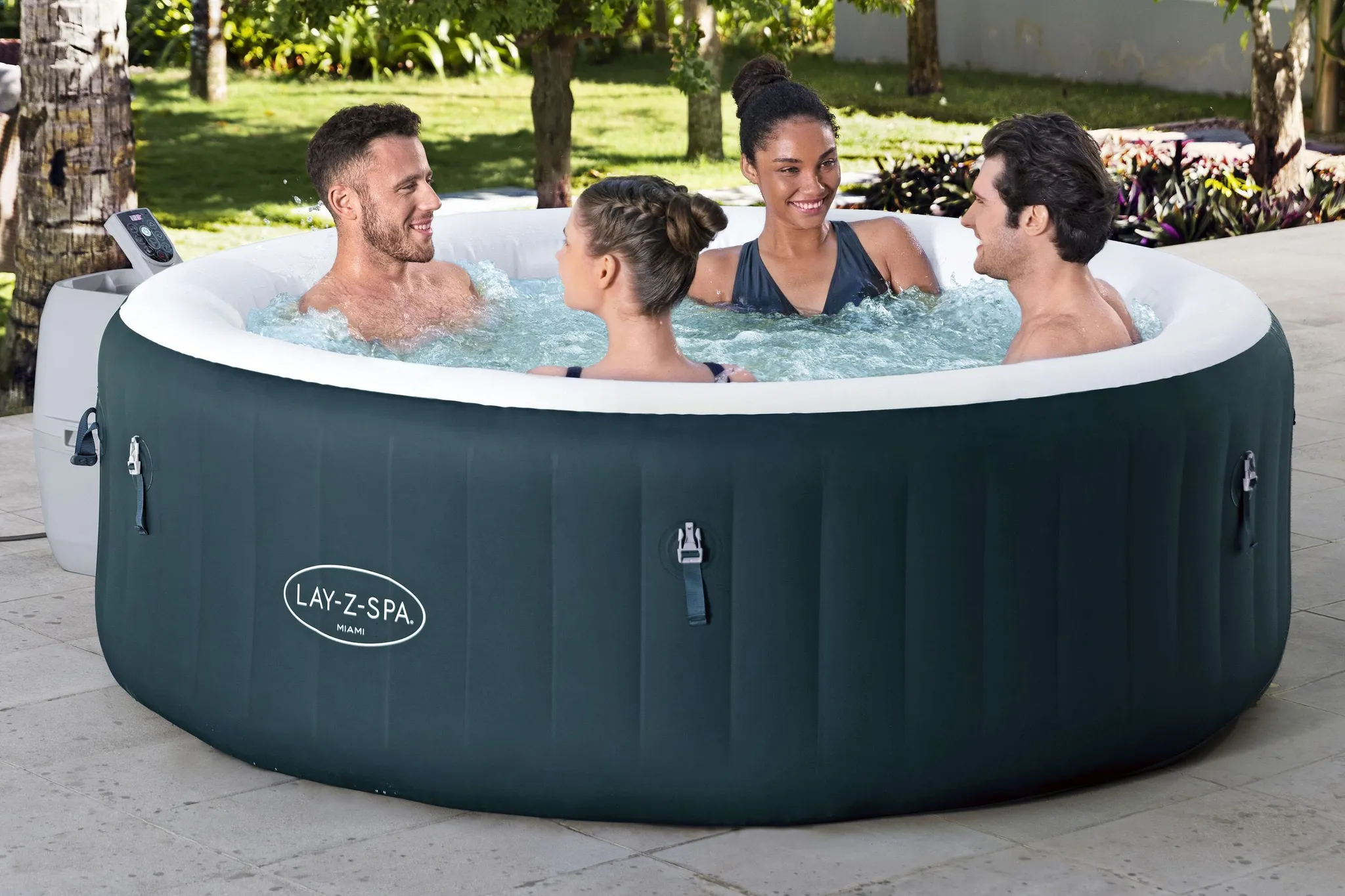 Bestway® LAY-Z-SPA® Energiespar-Whirlpool Miami AirJet™ für 6 Personen Ø 196 x 66 cm, Dunkelgrün – Image 2