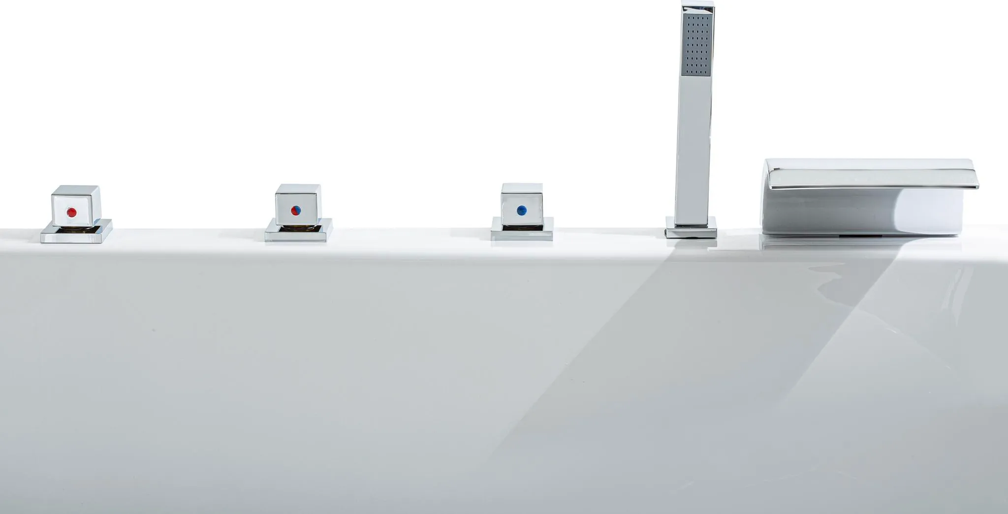 Basera PREMIUM Indoor Eck-Whirlpool Badewanne Guam Links 180 x 130 cm für 2 Personen mit 25 Massagedüsen, Heizung, Ozongenerator, Wasserfall, LED-Ambiente, Touchpanel, Bluetooth, Radio – Image 4