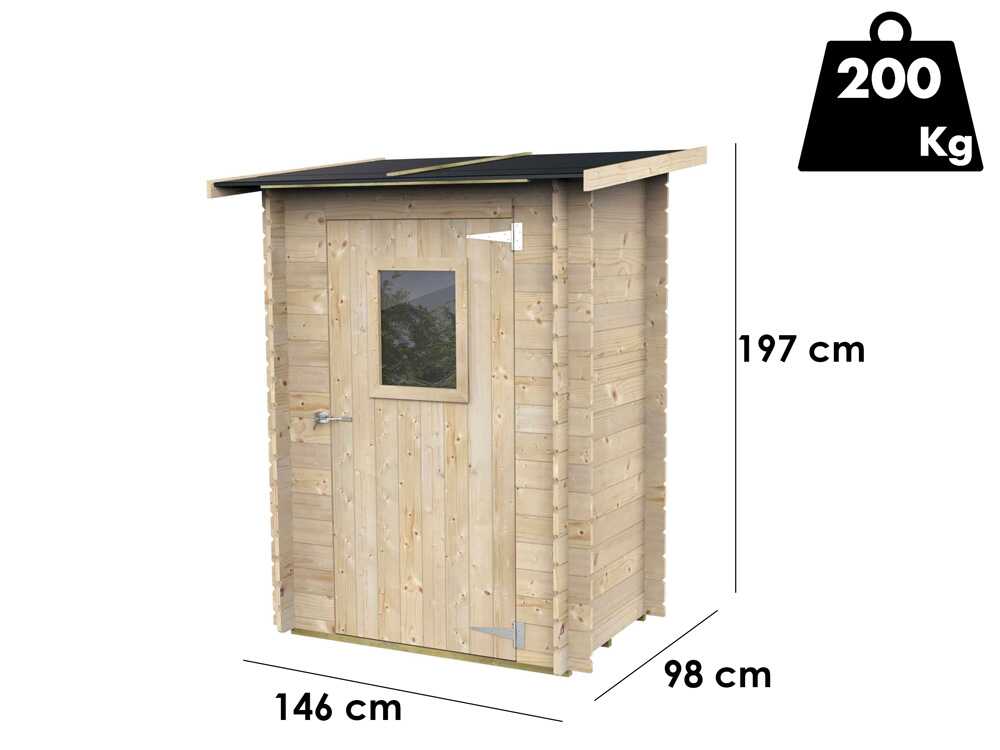 Alce Hobby 146×98 – Gerätehaus aus Holz – Mit Frontfenster – 146x98x197 cm – Image 3