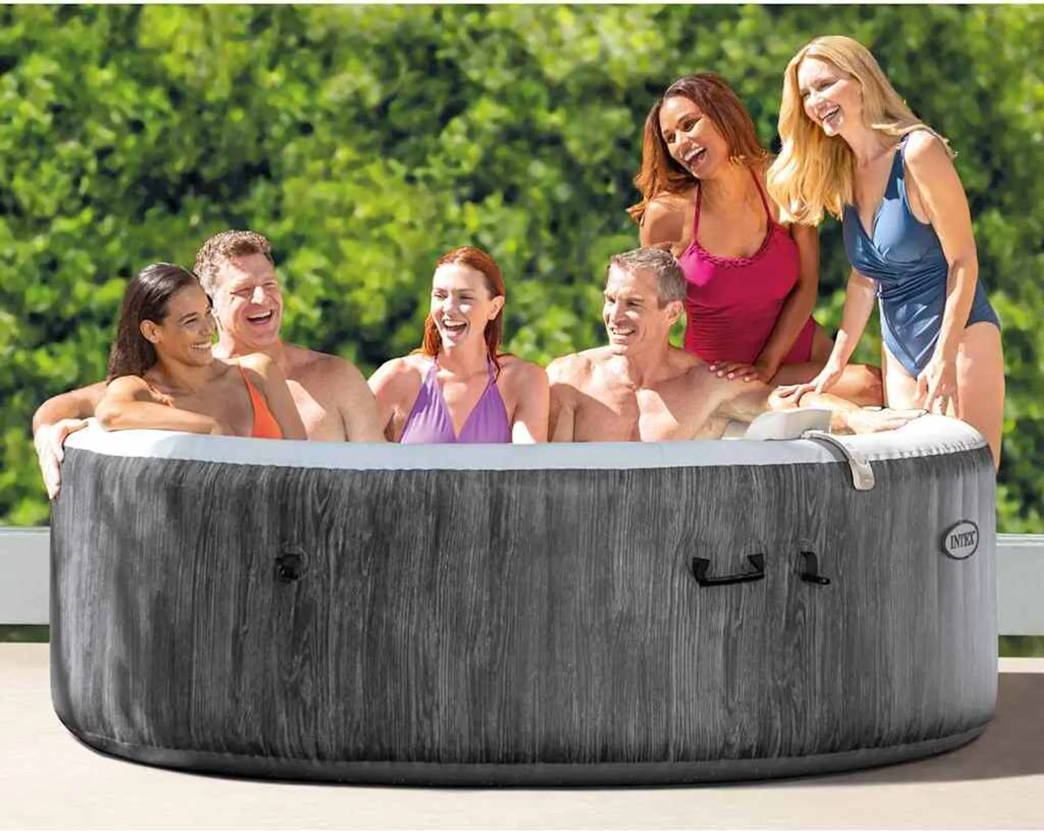 INTEX 28442 – Whirlpool – PureSPA Bubble Greywood Deluxe (rund, Ø216 außen/Ø165cm innen) x 71cm hoch – Image 9
