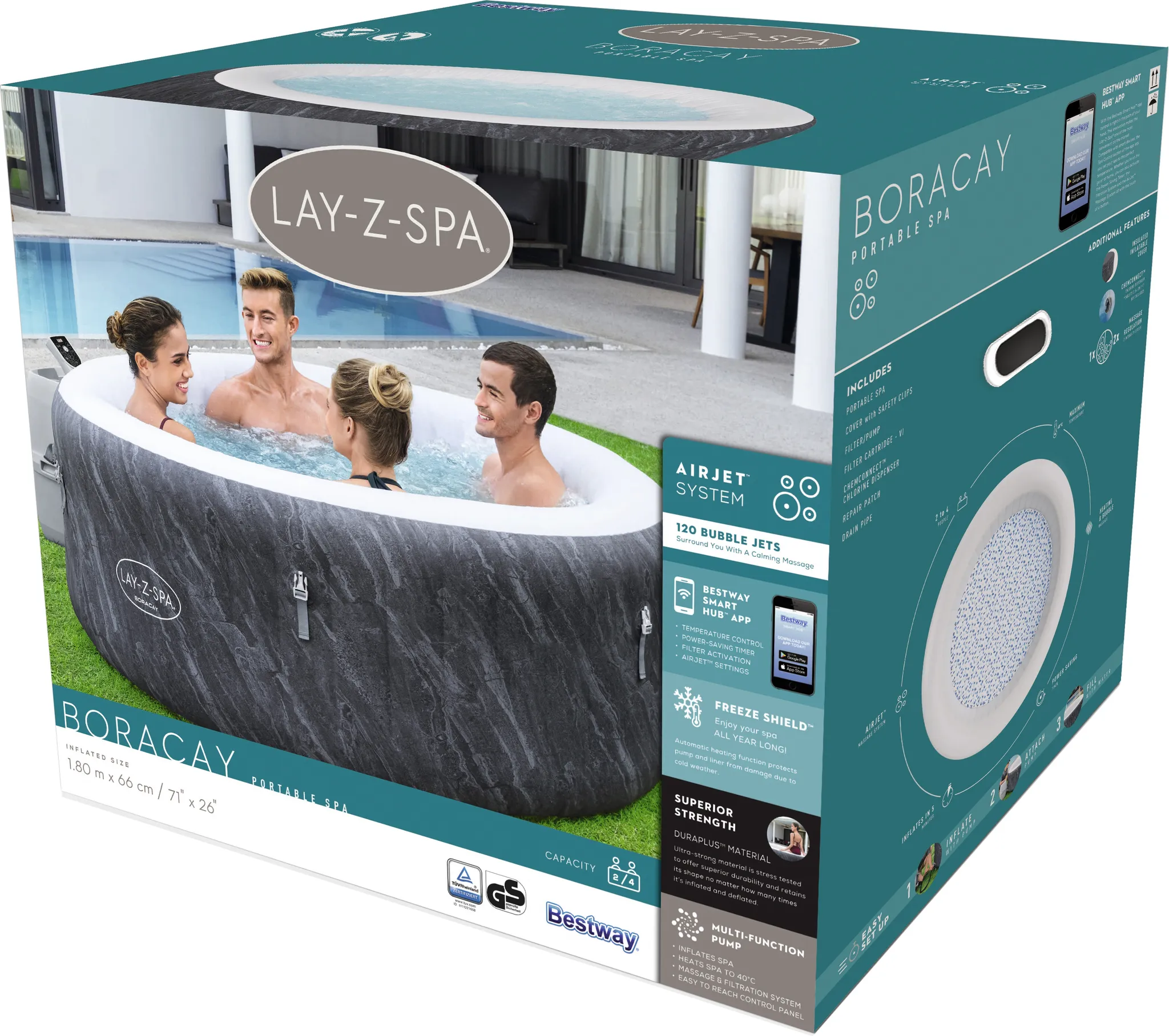 Bestway® LAY-Z-SPA® WLAN-Whirlpool Boracay AirJet™ Ø 180 x 66 cm, rund – Image 3