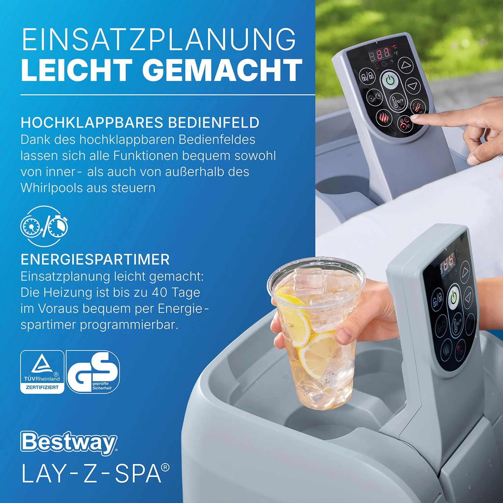 Bestway® LAY-Z-SPA® Energiespar-Whirlpool Miami AirJet™ für 6 Personen Ø 196 x 66 cm, Dunkelgrün – Image 9